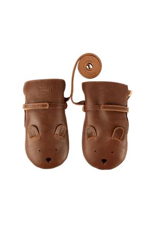 Kapi Classic Mittens brown leather DONSJE KIDS | 6019001PU003